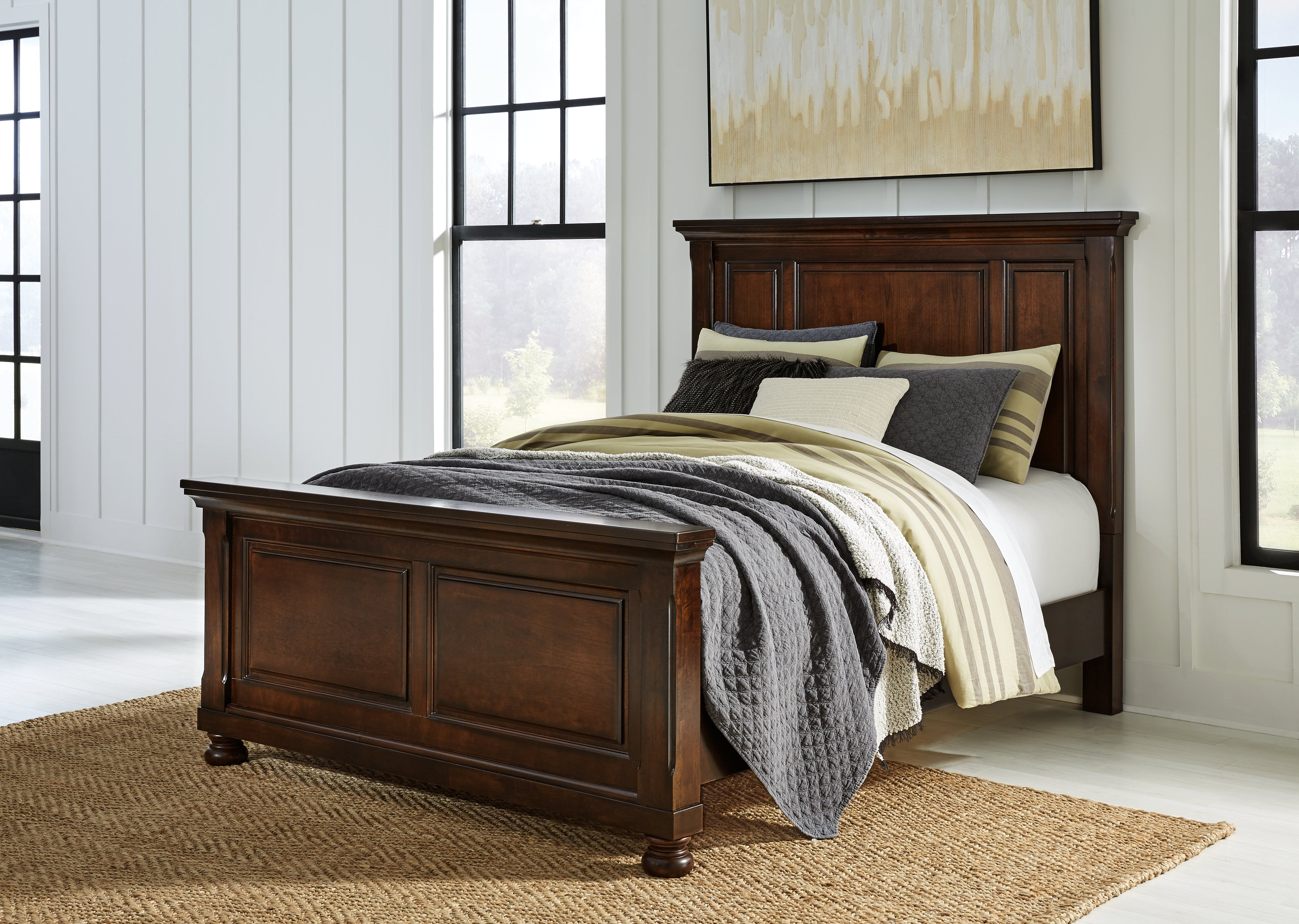 Ashley Furniture - Porter Queen Panel Bed - Brown - Dark Brown Wood - Beds - Additional View 2
