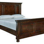 Ashley Furniture - Porter Queen Panel Bed - Brown - Dark Brown Wood - Beds
