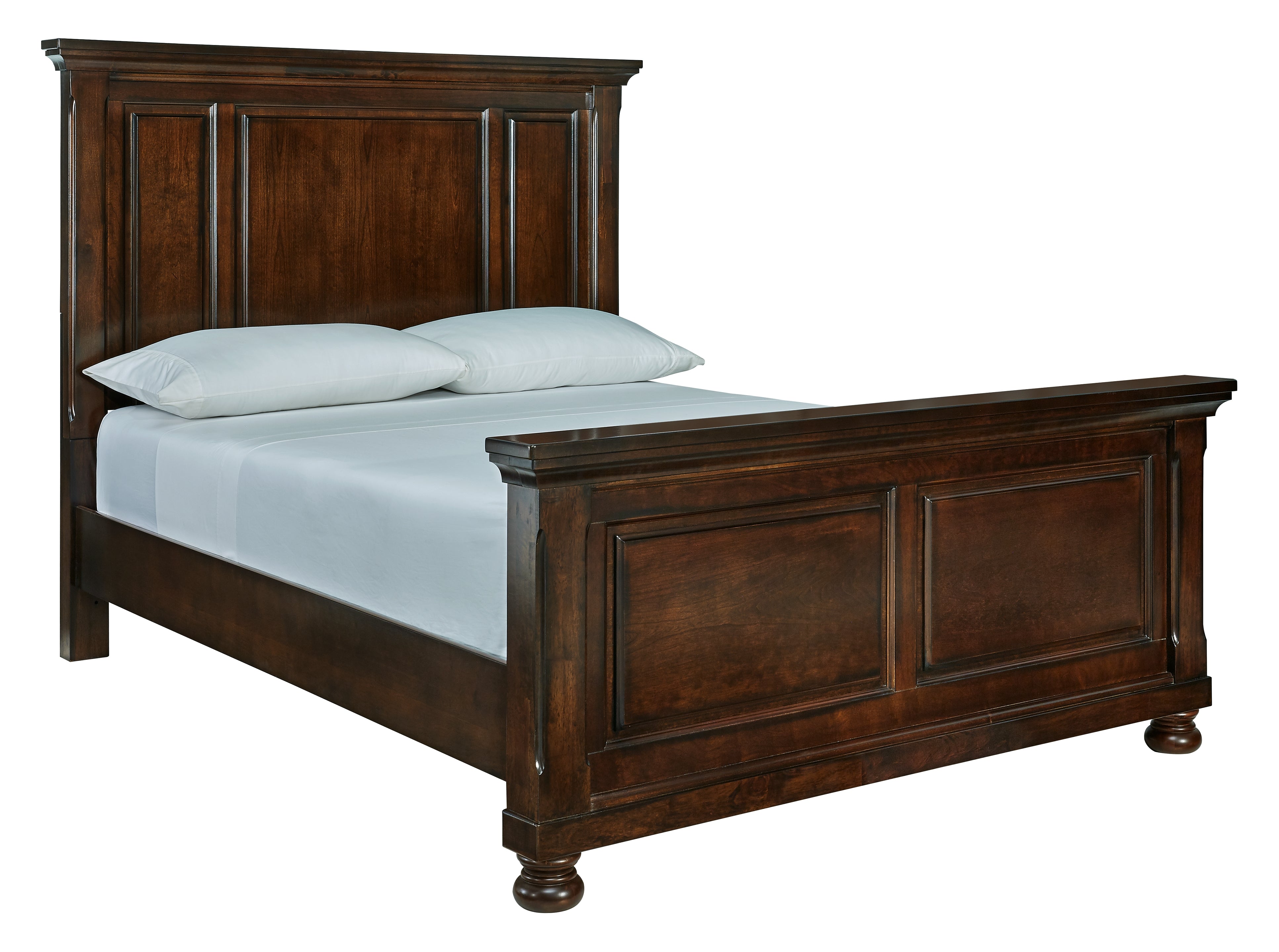 Ashley Furniture - Porter Queen Panel Bed - Brown - Dark Brown Wood - Beds