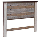 Wooden headboard with rustic design on a white background
