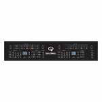 Control panel with various buttons and displays on a white background