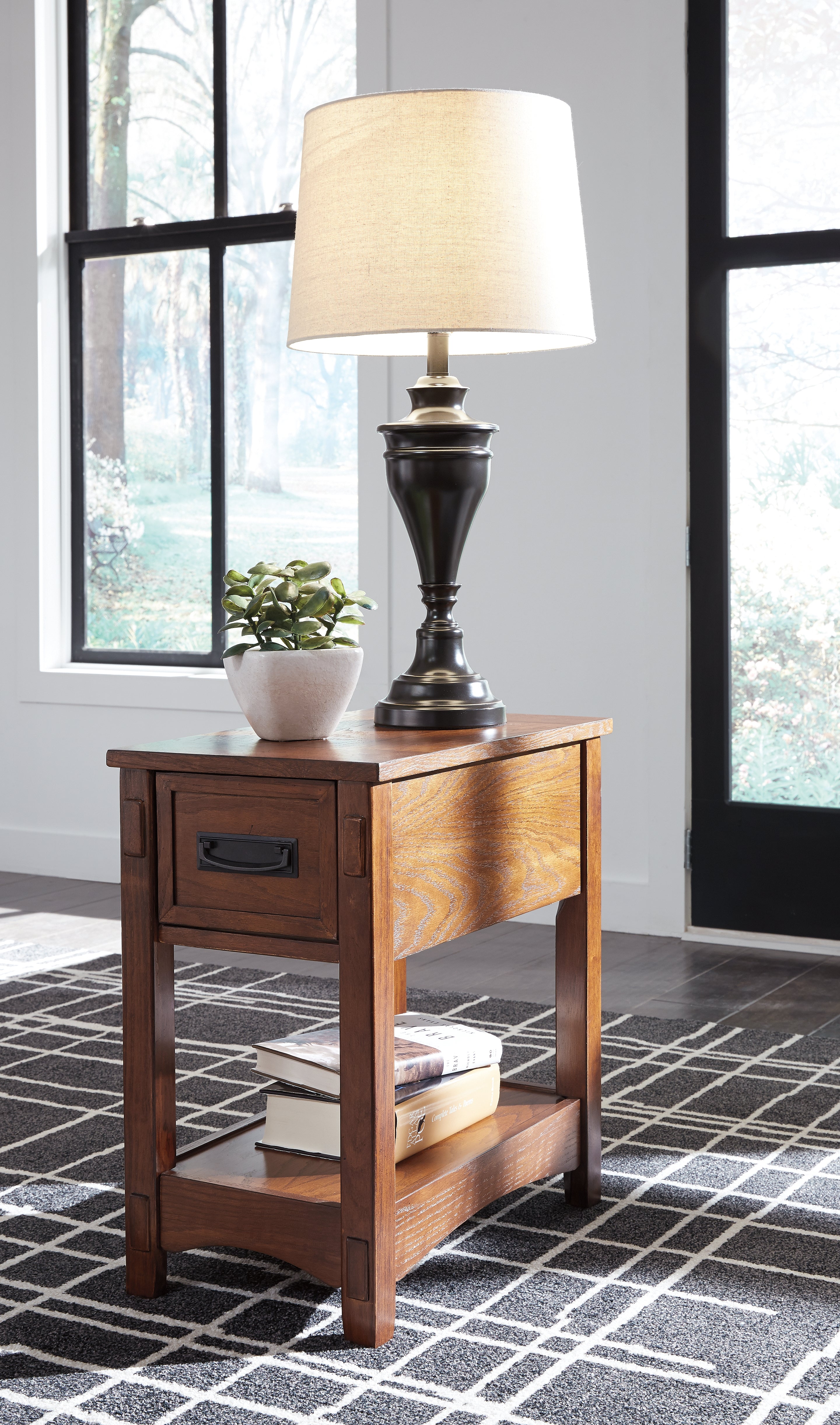 Ashley Furniture - BREEGIN BROWN CHAIR SIDE END TABLE - Dark Brown Wood - Tables - Additional View 1