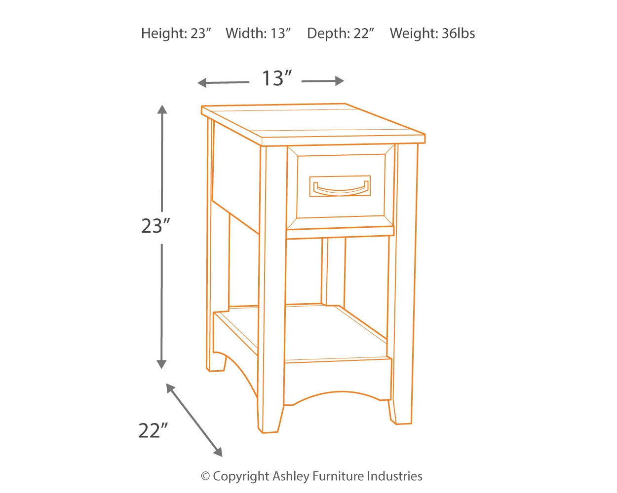 Ashley Furniture - BREEGIN BROWN CHAIR SIDE END TABLE - Dark Brown Wood - Tables - Additional View 3