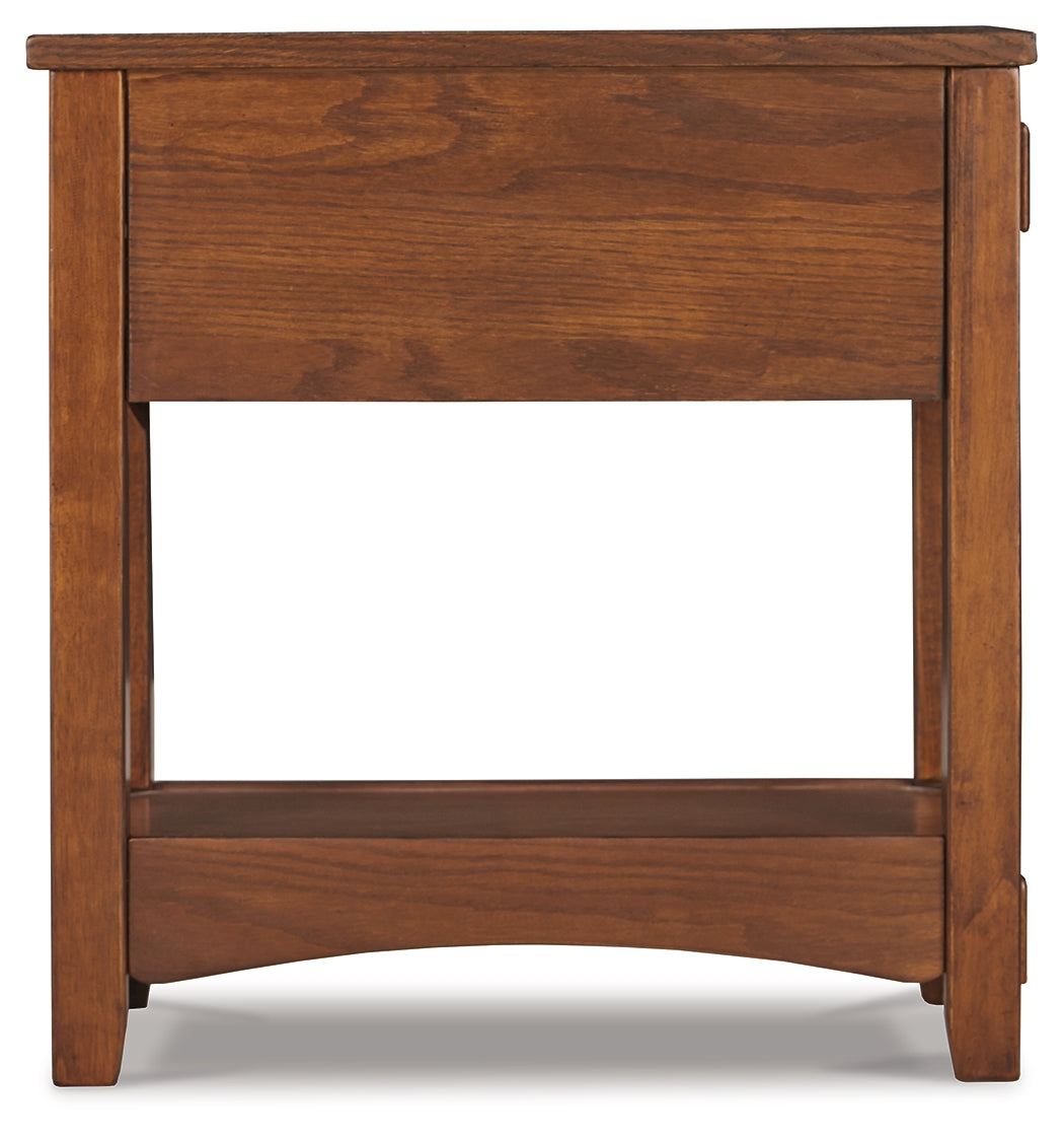 Ashley Furniture - BREEGIN BROWN CHAIR SIDE END TABLE - Dark Brown Wood - Tables - Additional View 4