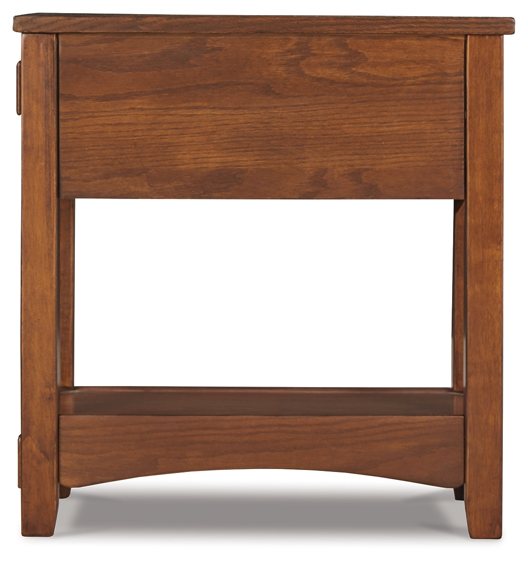 Ashley Furniture - BREEGIN BROWN CHAIR SIDE END TABLE - Dark Brown Wood - Tables - Additional View 6