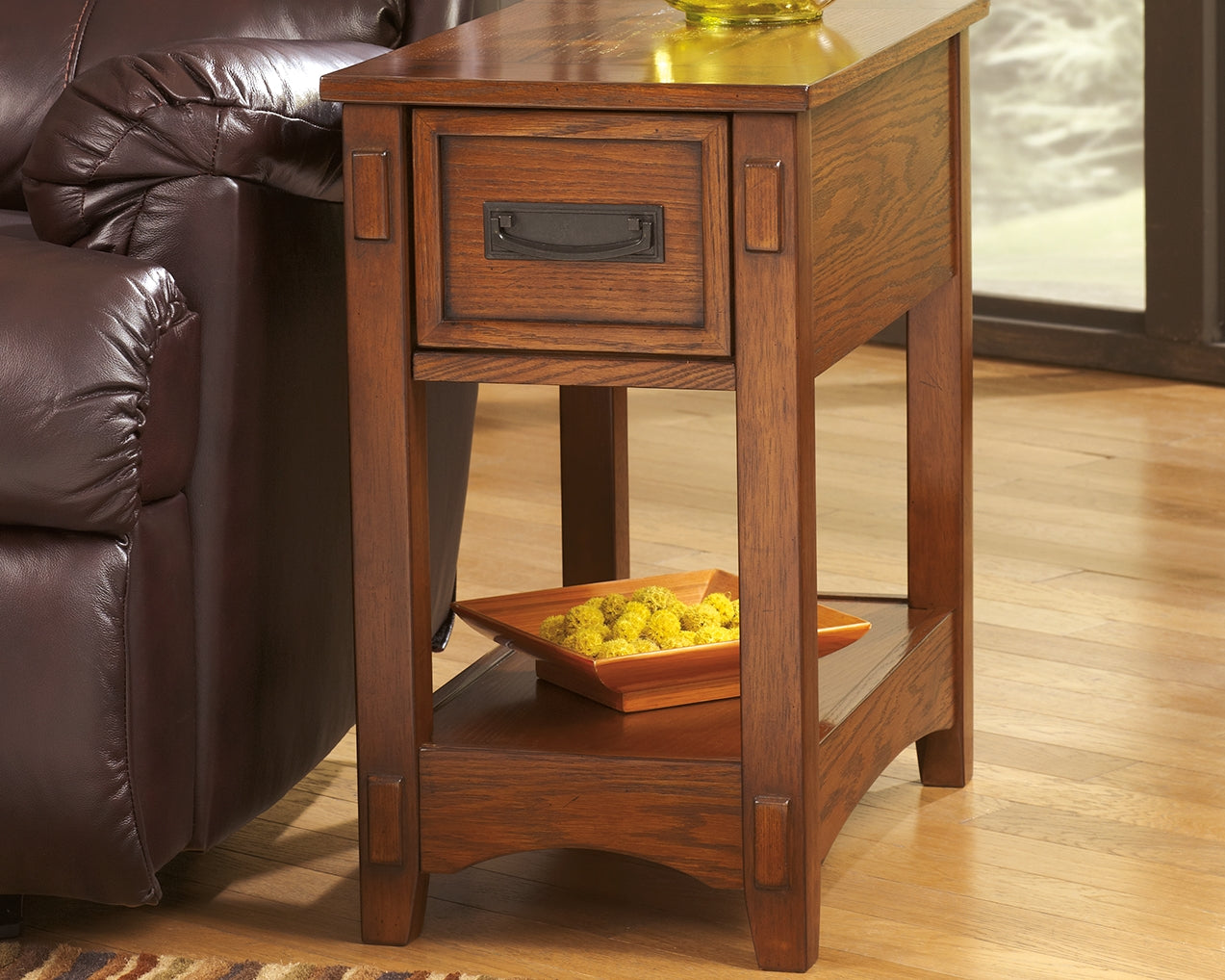 Ashley Furniture - BREEGIN BROWN CHAIR SIDE END TABLE - Dark Brown Wood - Tables - Additional View 9