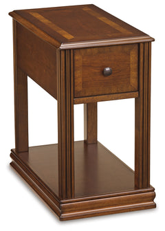 Ashley Furniture - BREEGIN BROWN CHAIR SIDE END TABLE - Dark Brown Wood - Tables