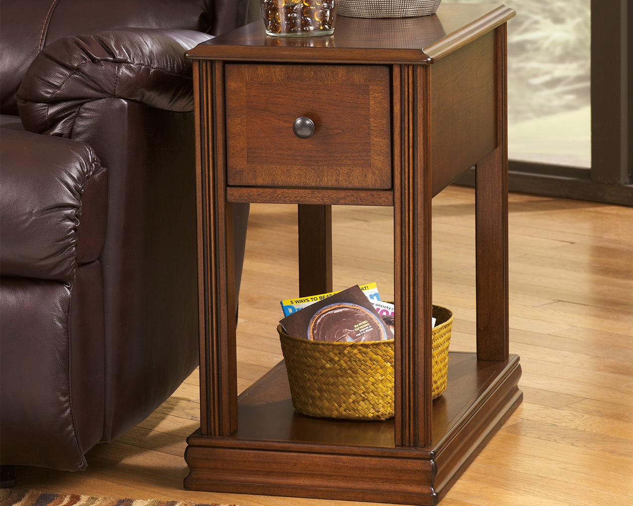 Ashley Furniture - BREEGIN BROWN CHAIR SIDE END TABLE - Dark Brown Wood - Tables - Additional View 1