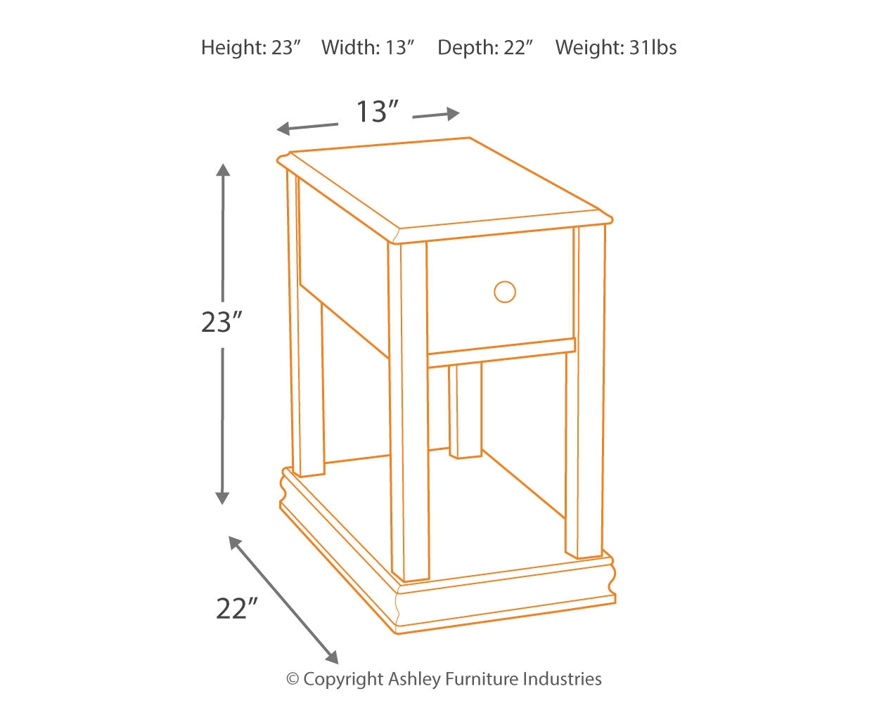 Ashley Furniture - BREEGIN BROWN CHAIR SIDE END TABLE - Dark Brown Wood - Tables - Additional View 11