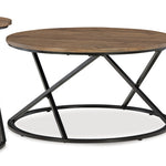 Ashley Furniture - CASSBRYN 3 PIECE OCCASIONAL TABLE SET - Light Brown Wood|Metal - Tables