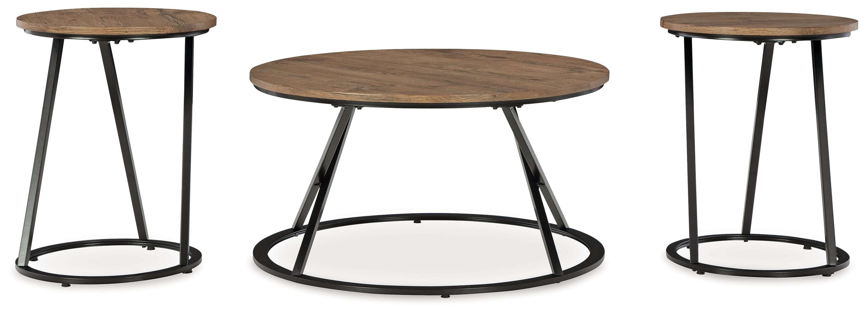 Ashley Furniture - CASSBRYN 3 PIECE OCCASIONAL TABLE SET - Light Brown Wood|Metal - Tables - Additional View 2