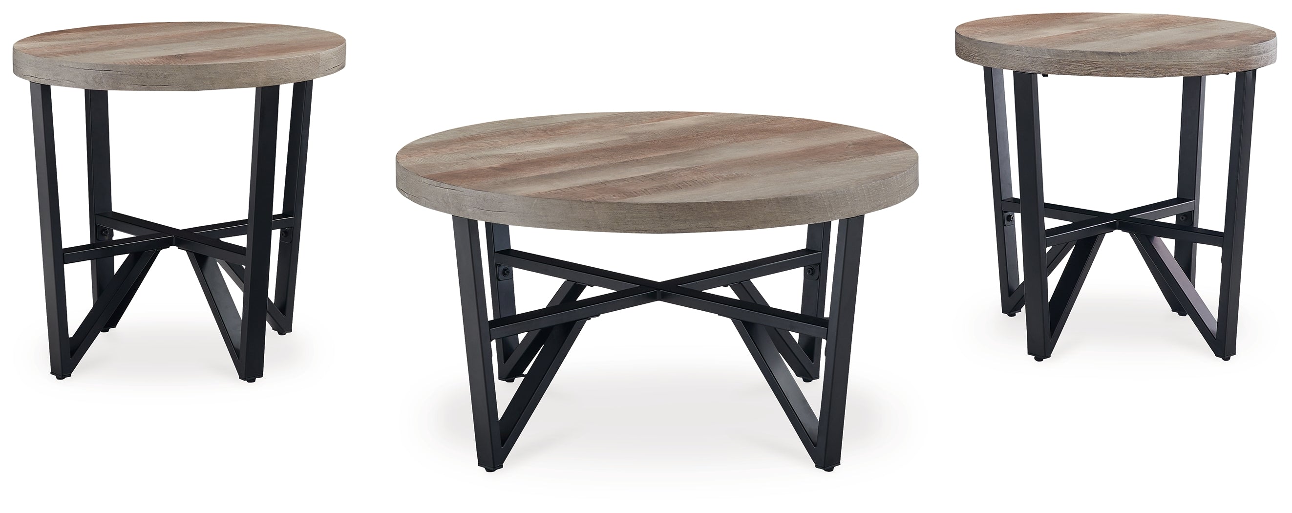 Ashley Furniture - DEANLEE 3 PIECE OCCASIONAL TABLE SET - Light Brown Wood|Metal - Tables - Additional View 2