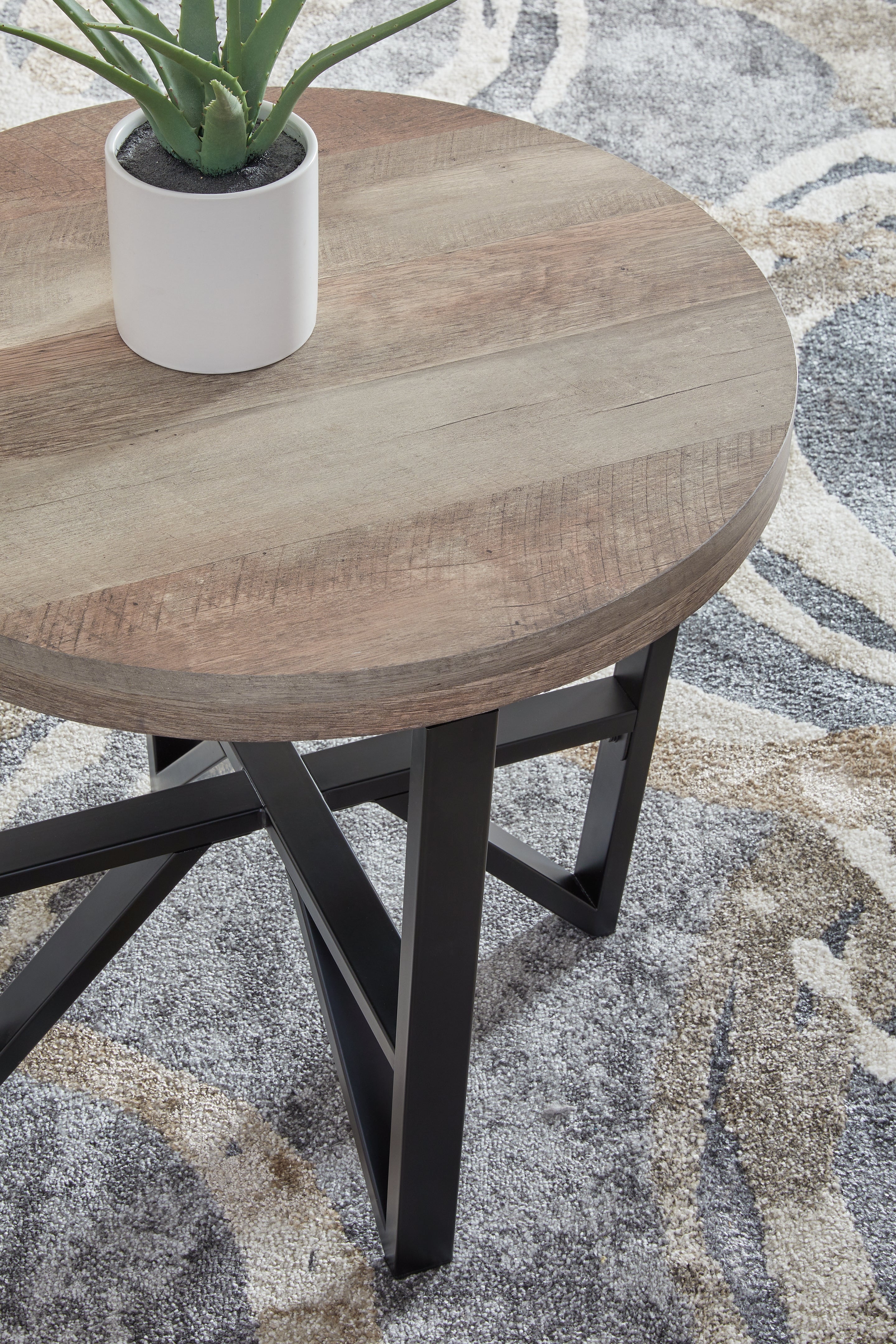 Ashley Furniture - DEANLEE 3 PIECE OCCASIONAL TABLE SET - Light Brown Wood|Metal - Tables - Additional View 4